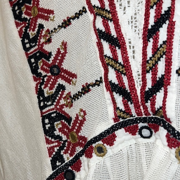 Anthro Akemi + Kin Embroidered Sheer Peasant Top - Picture 9 of 9